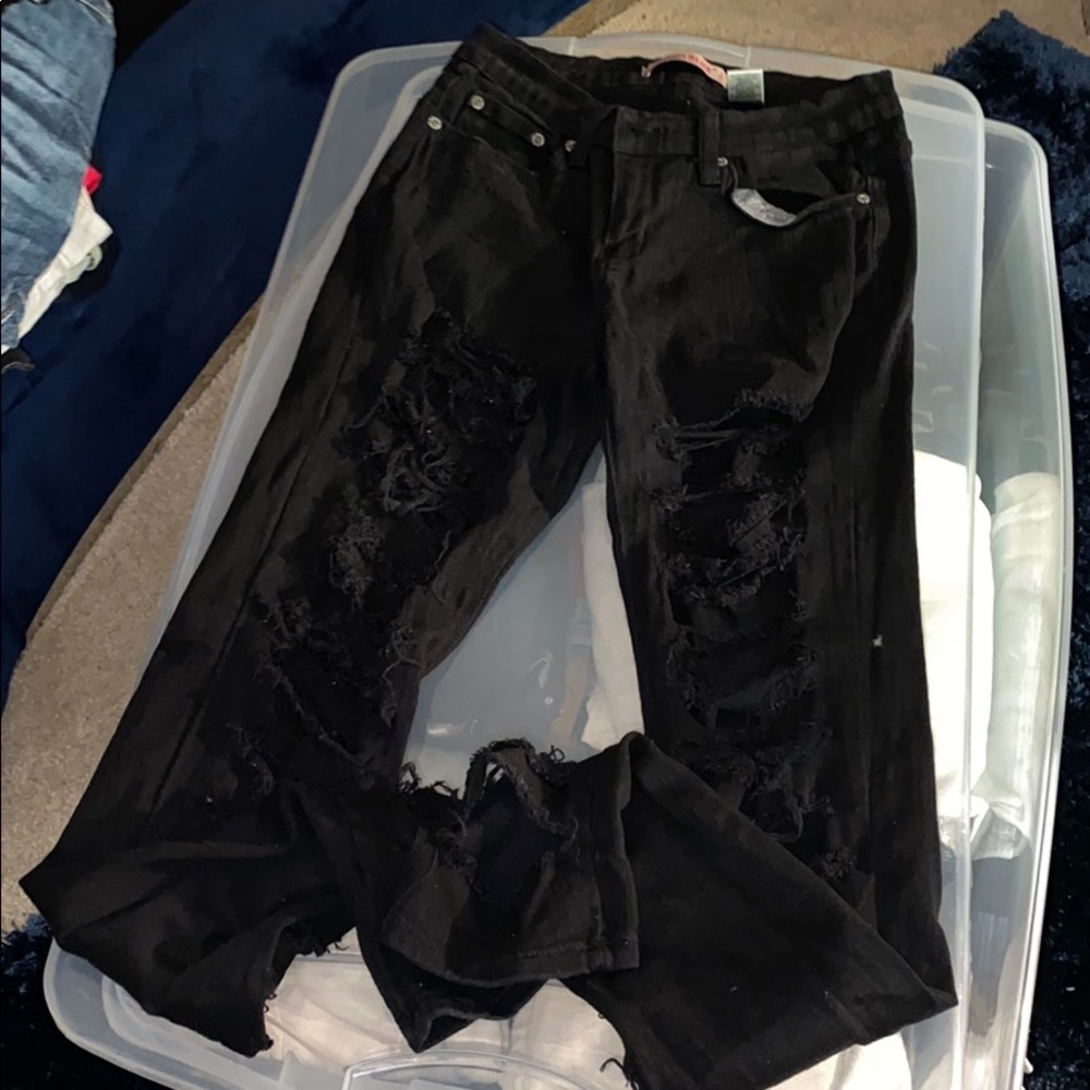 Black Distressed Denim